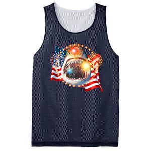 Fourth 4th Of July Fireworks Shark Mesh Reversible Basketball Jersey Tank