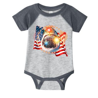 Fourth 4th Of July Fireworks Shark Infant Baby Jersey Bodysuit