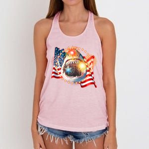 Fourth 4th Of July Fireworks Shark Women's Knotted Racerback Tank