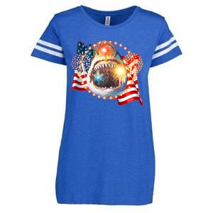 Fourth 4th Of July Fireworks Shark Enza Ladies Jersey Football T-Shirt