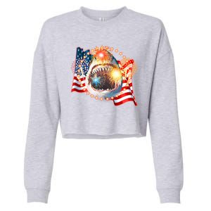 Fourth 4th Of July Fireworks Shark Cropped Pullover Crew