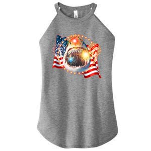 Fourth 4th Of July Fireworks Shark Women's Perfect Tri Rocker Tank