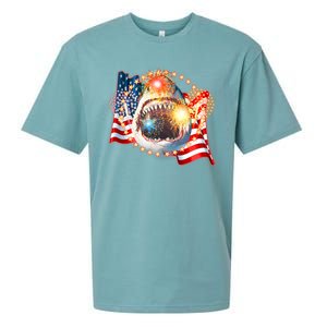 Fourth 4th Of July Fireworks Shark Sueded Cloud Jersey T-Shirt