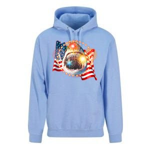 Fourth 4th Of July Fireworks Shark Unisex Surf Hoodie