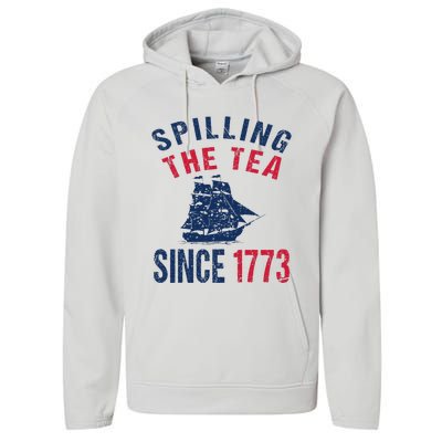 Fun 4th Of July Spilling The Tea Since 1773 History Teacher Performance Fleece Hoodie