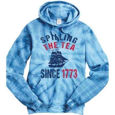 Fun 4th Of July Spilling The Tea Since 1773 History Teacher Tie Dye Hoodie