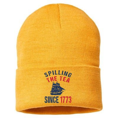 Fun 4th Of July Spilling The Tea Since 1773 History Teacher Sustainable Knit Beanie