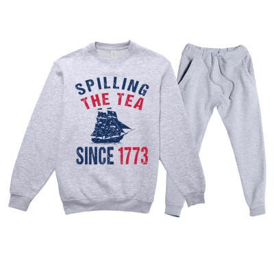 Fun 4th Of July Spilling The Tea Since 1773 History Teacher Premium Crewneck Sweatsuit Set