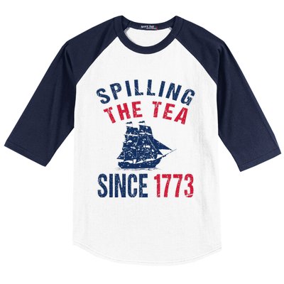 Fun 4th Of July Spilling The Tea Since 1773 History Teacher Baseball Sleeve Shirt