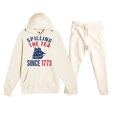 Fun 4th Of July Spilling The Tea Since 1773 History Teacher Premium Hooded Sweatsuit Set