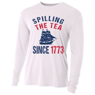 Fun 4th Of July Spilling The Tea Since 1773 History Teacher Cooling Performance Long Sleeve Crew