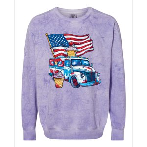 Funny 4th Of July Ice Creams Lovers And American Flag Design Cool Gift Colorblast Crewneck Sweatshirt