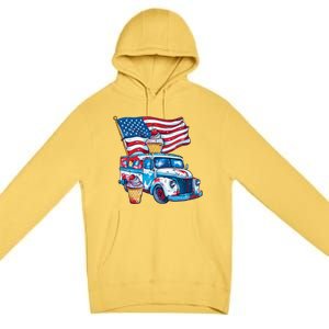 Funny 4th Of July Ice Creams Lovers And American Flag Design Cool Gift Premium Pullover Hoodie