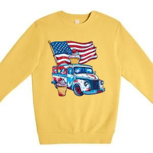 Funny 4th Of July Ice Creams Lovers And American Flag Design Cool Gift Premium Crewneck Sweatshirt