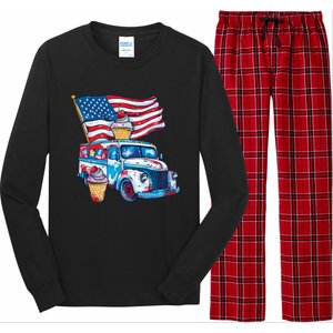 Funny 4th Of July Ice Creams Lovers And American Flag Design Cool Gift Long Sleeve Pajama Set