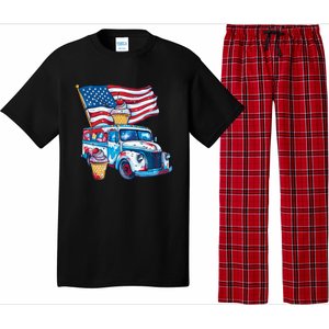 Funny 4th Of July Ice Creams Lovers And American Flag Design Cool Gift Pajama Set