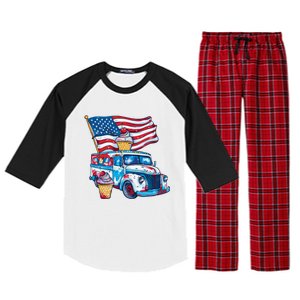 Funny 4th Of July Ice Creams Lovers And American Flag Design Cool Gift Raglan Sleeve Pajama Set