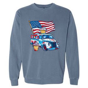 Funny 4th Of July Ice Creams Lovers And American Flag Design Cool Gift Garment-Dyed Sweatshirt