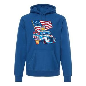 Funny 4th Of July Ice Creams Lovers And American Flag Design Cool Gift Premium Hoodie