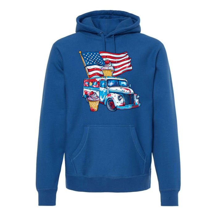 Funny 4th Of July Ice Creams Lovers And American Flag Design Cool Gift Premium Hoodie