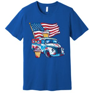 Funny 4th Of July Ice Creams Lovers And American Flag Design Cool Gift Premium T-Shirt