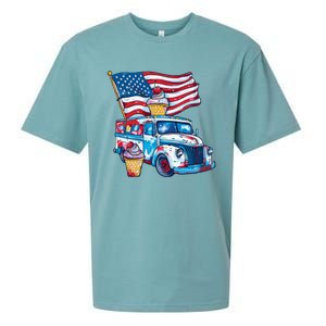 Funny 4th Of July Ice Creams Lovers And American Flag Design Cool Gift Sueded Cloud Jersey T-Shirt