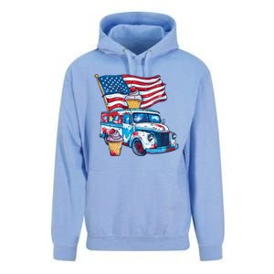 Funny 4th Of July Ice Creams Lovers And American Flag Design Cool Gift Unisex Surf Hoodie