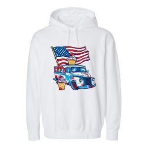 Funny 4th Of July Ice Creams Lovers And American Flag Design Cool Gift Garment-Dyed Fleece Hoodie