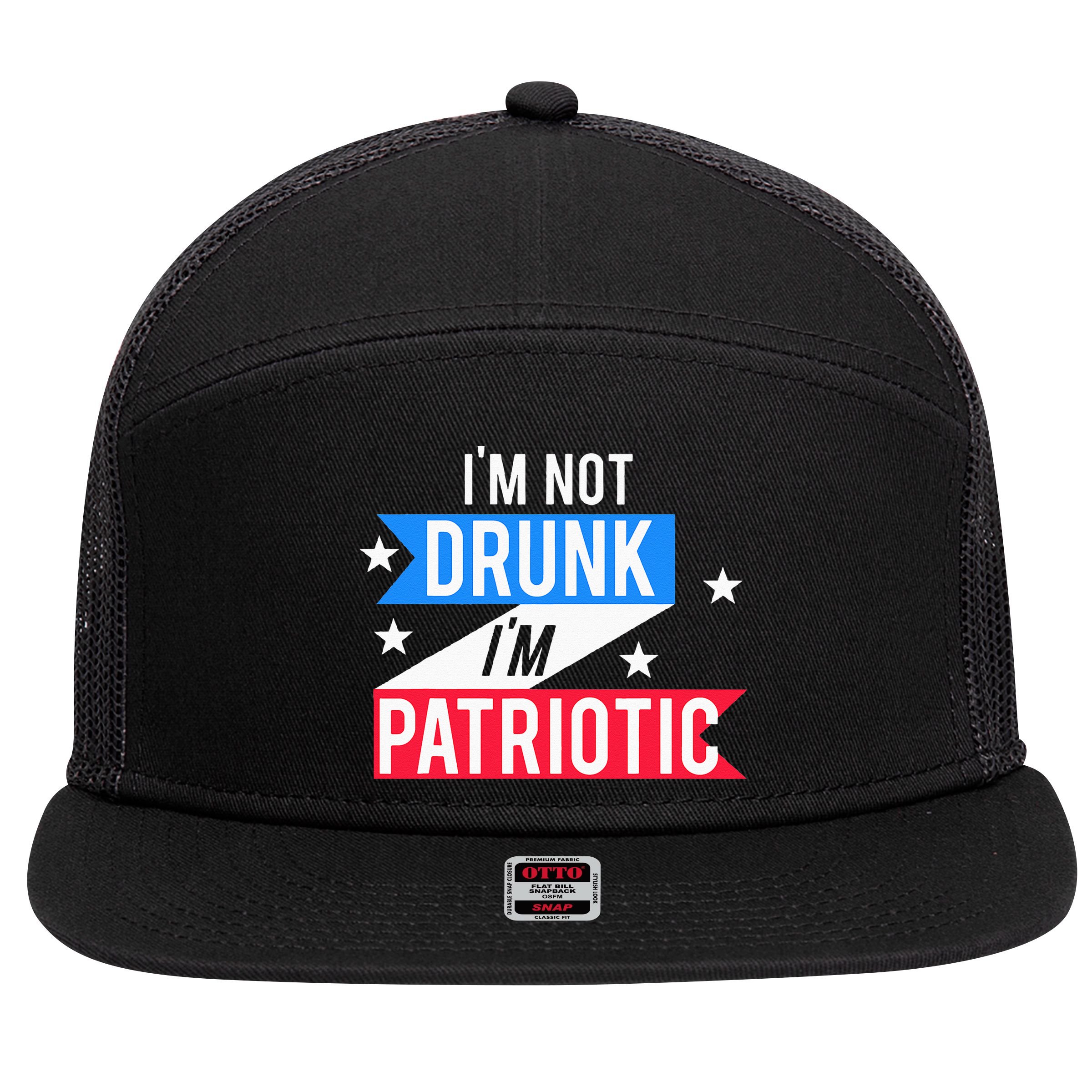 Funny 4th of July Beer Design Patriotic America Celebration 7 Panel Mesh Trucker Snapback Hat