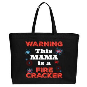 Funny 4th Of July Or New Years Tee Mama Is A Firecracker Gift Cotton Canvas Jumbo Tote