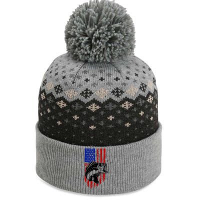 Fishing 4th Of July USA Flag The Baniff Cuffed Pom Beanie