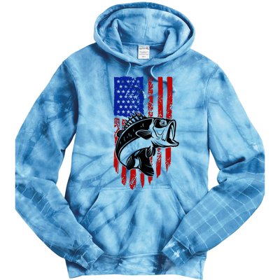 Fishing 4th Of July USA Flag Tie Dye Hoodie