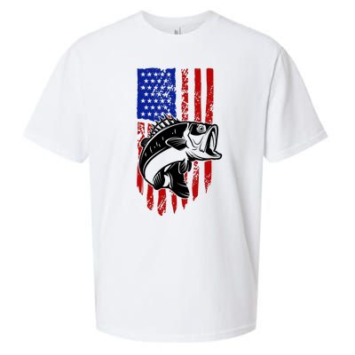 Fishing 4th Of July USA Flag Sueded Cloud Jersey T-Shirt