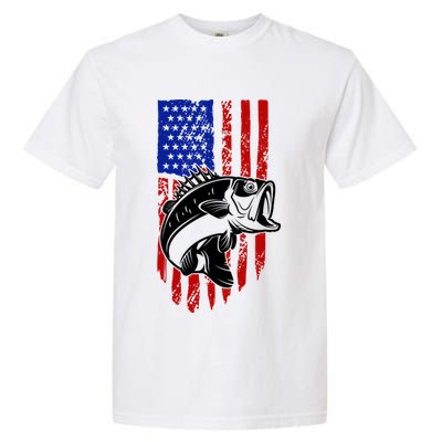 Fishing 4th Of July USA Flag Garment-Dyed Heavyweight T-Shirt