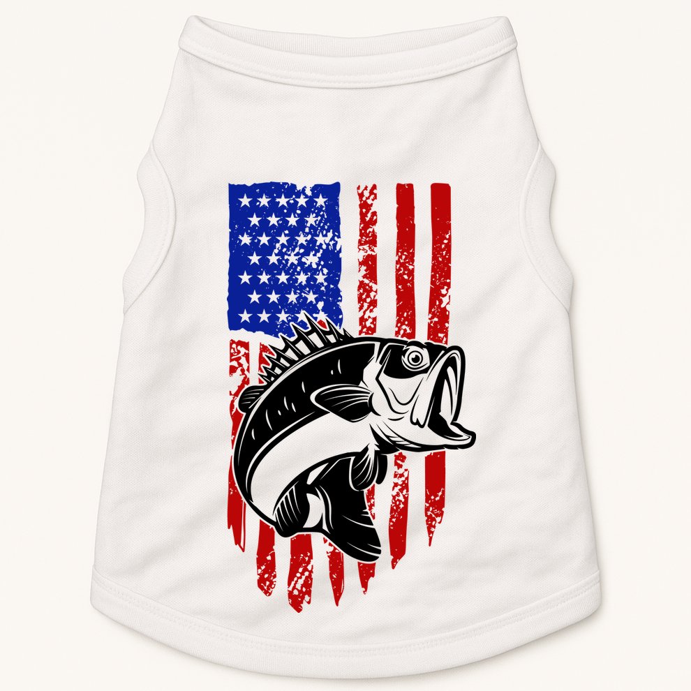 Fishing 4th Of July USA Flag Doggie Tank