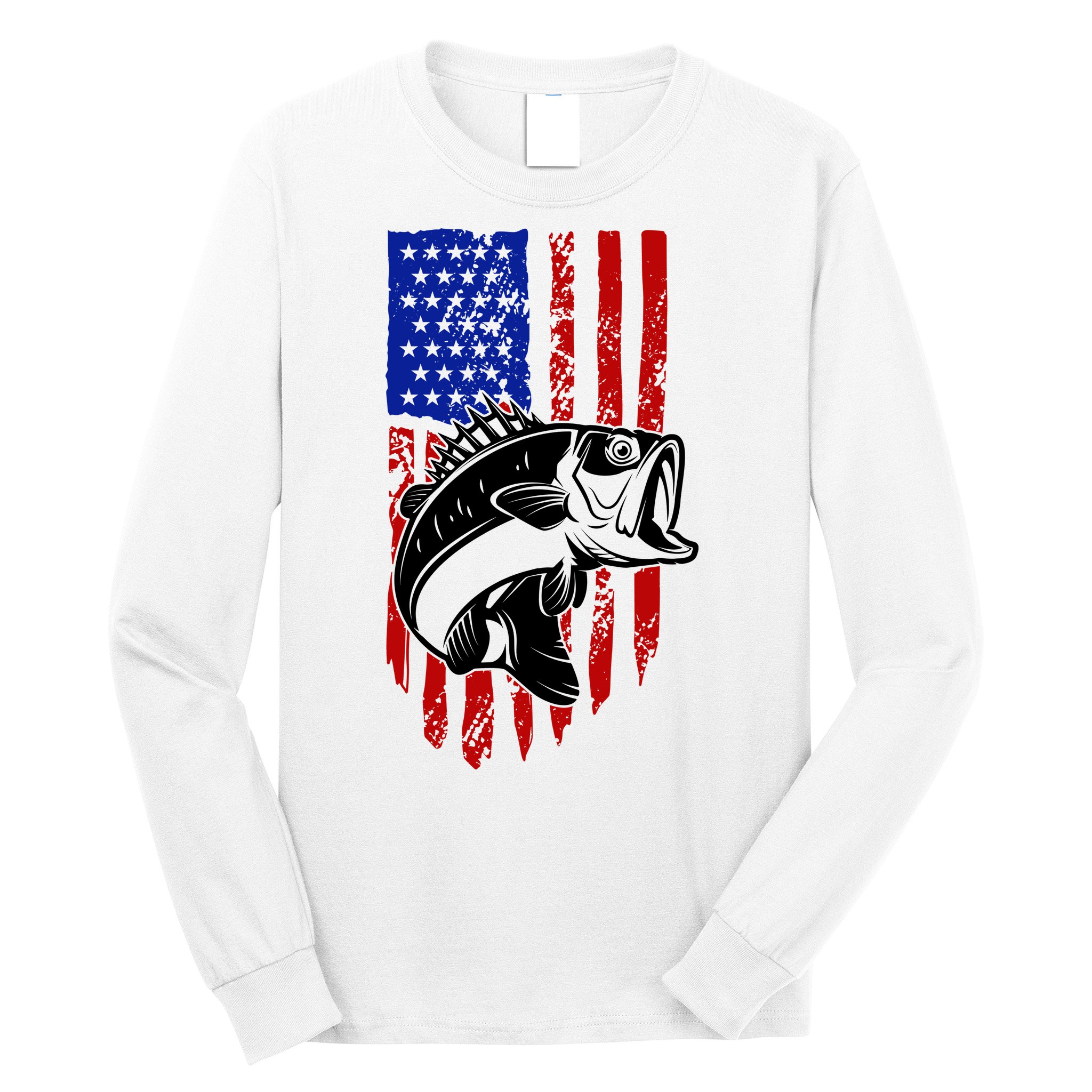 Fishing 4th Of July USA Flag Long Sleeve Shirt