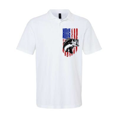 Fishing 4th Of July USA Flag Softstyle Adult Sport Polo