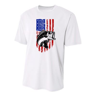 Fishing 4th Of July USA Flag Youth Performance Sprint T-Shirt