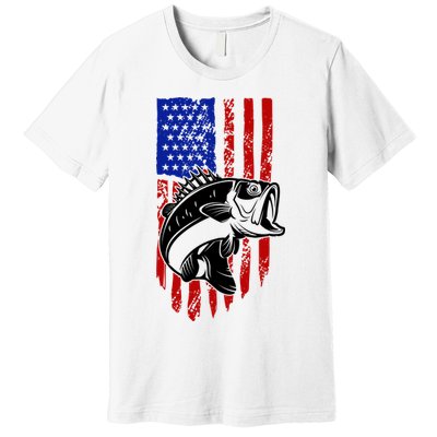 Fishing 4th Of July USA Flag Premium T-Shirt
