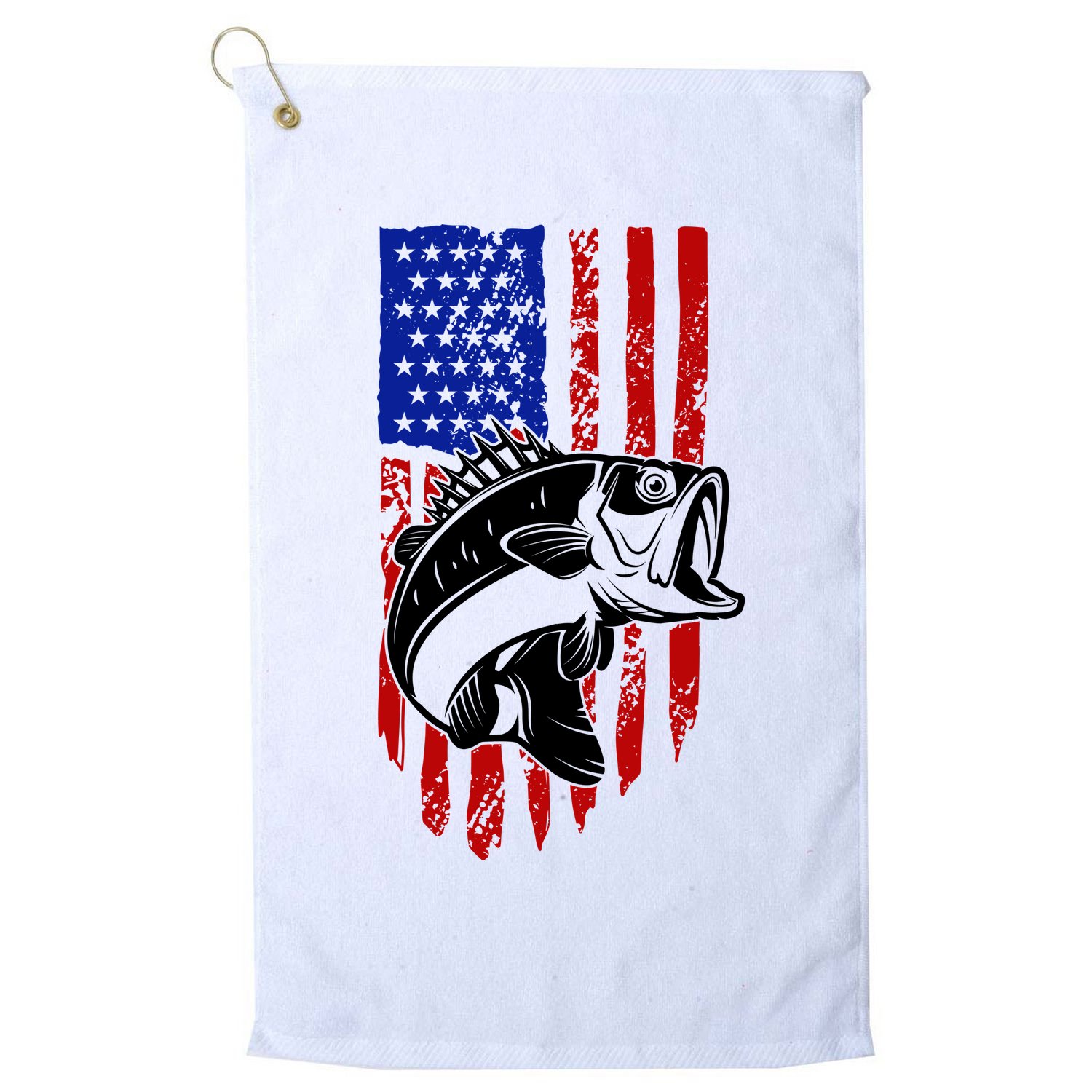 Fishing 4th Of July USA Flag Golf Towel
