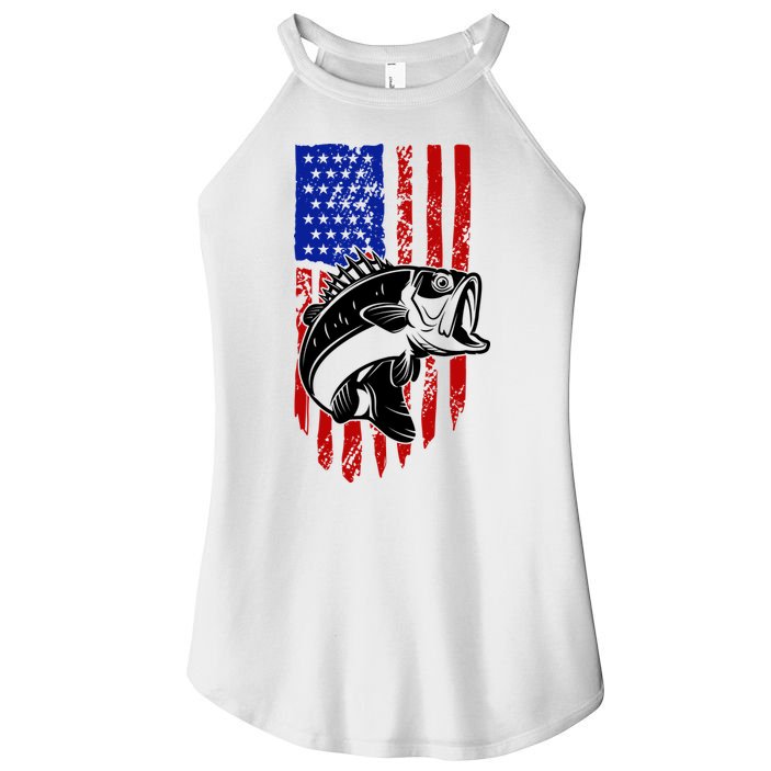 Fishing 4th Of July USA Flag Women's Perfect Tri Rocker Tank