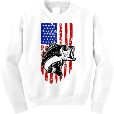 Fishing 4th Of July USA Flag Kids Sweatshirt