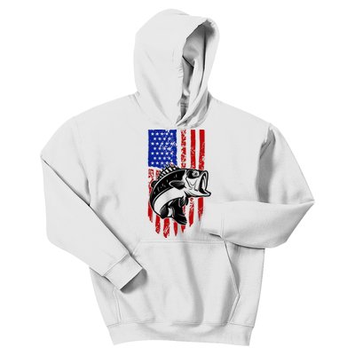 Fishing 4th Of July USA Flag Kids Hoodie