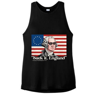 Funny 4th Of July Suck It England Patriotic 1776 USA Flag Ladies PosiCharge Tri-Blend Wicking Tank