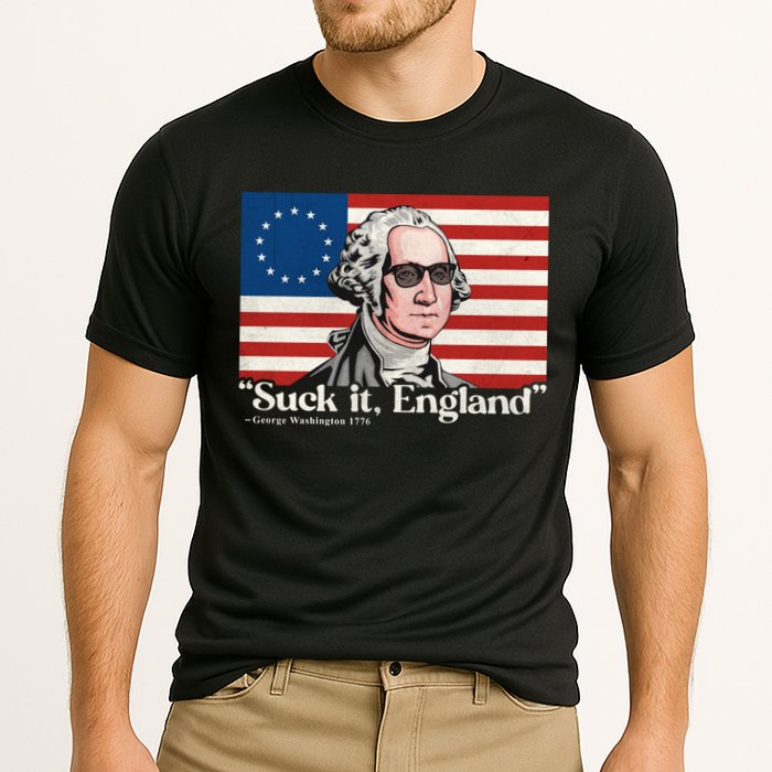 Funny 4th Of July Suck It England Patriotic 1776 USA Flag Cooling Performance Crew T-Shirt
