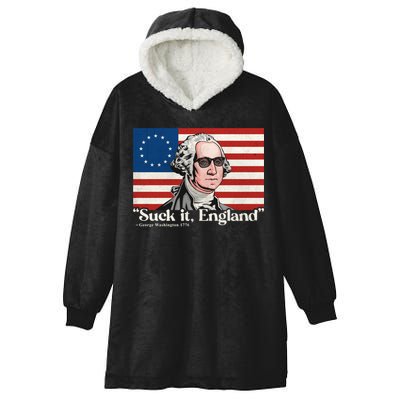 Funny 4th Of July Suck It England Patriotic 1776 USA Flag Hooded Wearable Blanket