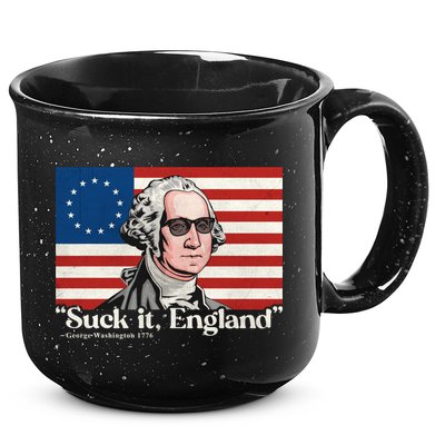 Funny 4th Of July Suck It England Patriotic 1776 USA Flag 15oz Campfire Ceramic Mug