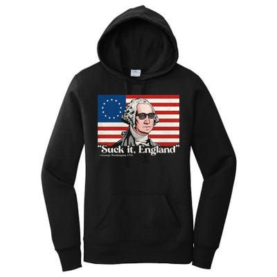 Funny 4th Of July Suck It England Patriotic 1776 USA Flag Women's Pullover Hoodie
