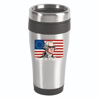 Funny 4th Of July Suck It England Patriotic 1776 USA Flag 16oz Travel Tumbler