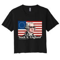 Funny 4th Of July Suck It England Patriotic 1776 USA Flag Women's Crop Top Tee